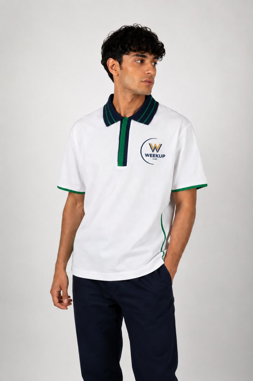 Polo blanc détails verts