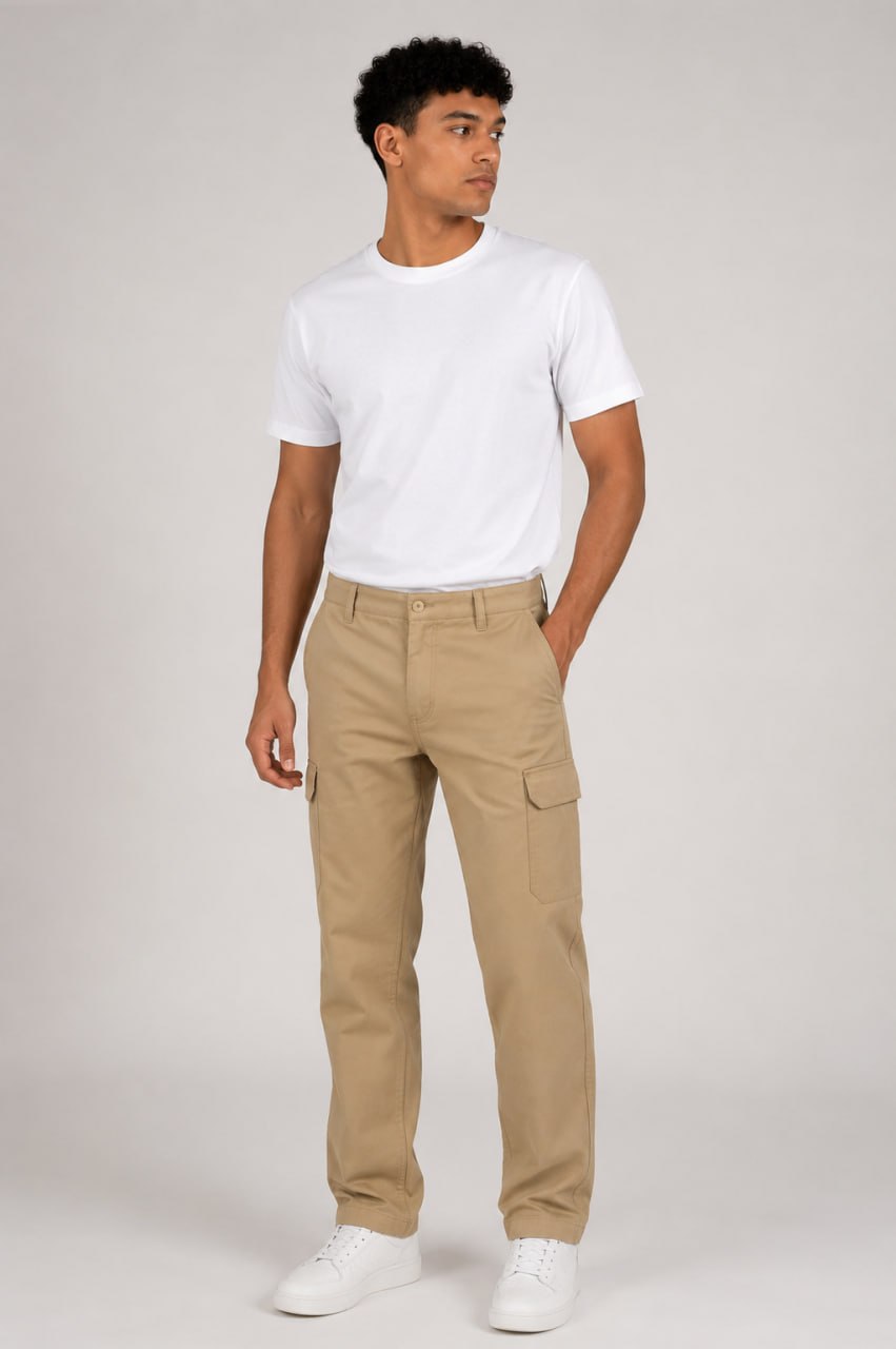 T-shirt + pantalon beige